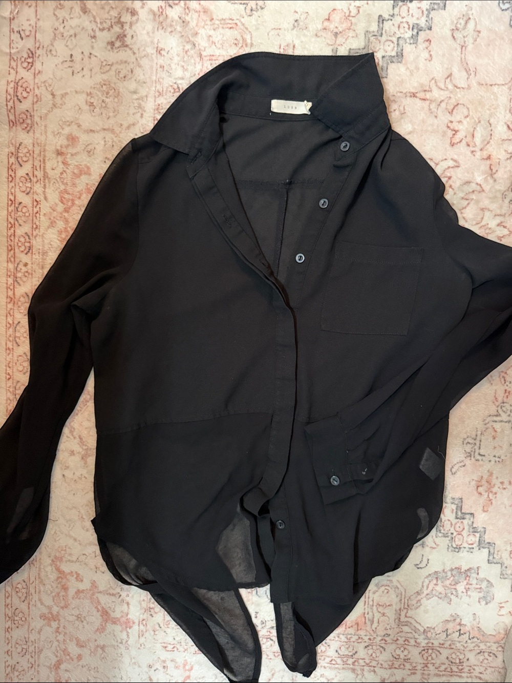 Authentic Y2K Sheer Black Button-Up Blouse